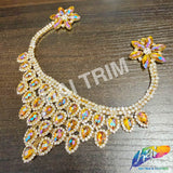 Fancy Color AB Rhinestone Neckpiece Applique, YH-526
