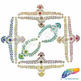 Fancy Color AB Rhinestone Neckpiece Applique, YH-527