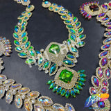 Fancy Color AB Rhinestone Neckpiece Applique, YH-527