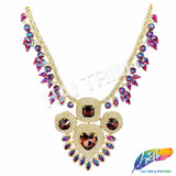 Fancy Color AB Rhinestone Neckpiece Applique, YH-529