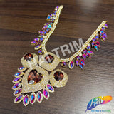 Fancy Color AB Rhinestone Neckpiece Applique, YH-529