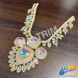 Fancy Color AB Rhinestone Neckpiece Applique, YH-529