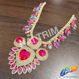 Fancy Color AB Rhinestone Neckpiece Applique, YH-529