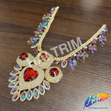 Fancy Color AB Rhinestone Neckpiece Applique, YH-529