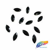 7x15mm Black Cateye Sew-on Rhinestone w/ Metal Setting