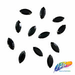 7x15mm Black Cateye Sew-on Rhinestone w/ Metal Setting