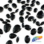 7x15mm Black Cateye Sew-on Rhinestone w/ Metal Setting