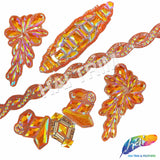 Neon Orange AB Motif Iron On Applique (Sold by Pair), IRA-138