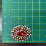 Oval Rhinestone Medallion Gel-Back Iron On Applique, IRA-134