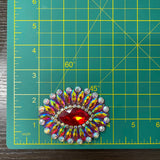 Oval Rhinestone Medallion Gel-Back Iron On Applique, IRA-134