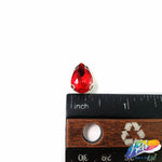 10x14mm Red Teardrop Sew-on Rhinestone w/ Metal Setting