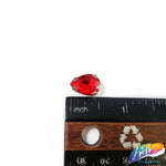 10x14mm Red Teardrop Sew-on Rhinestone w/ Metal Setting