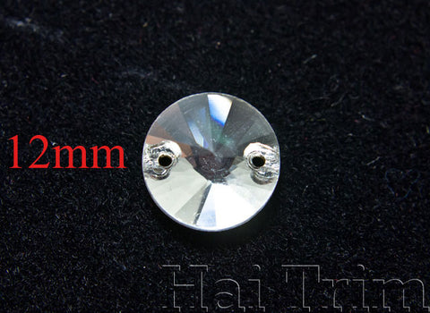 12mm Round Crystal Sew-on Rhinestones