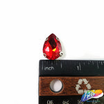 13x18mm Red Teardrop Sew-on Rhinestone w/ Metal Setting