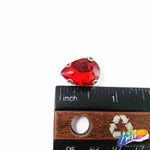 13x18mm Red Teardrop Sew-on Rhinestone w/ Metal Setting