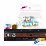 15mm Crystal AB Round Sew-on Rhinestones w/ Gold Metal Setting (7 pieces)