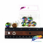 15mm Multicolor/Peacock Round Sew-on Rhinestones w/ Metal Setting (7 pieces)