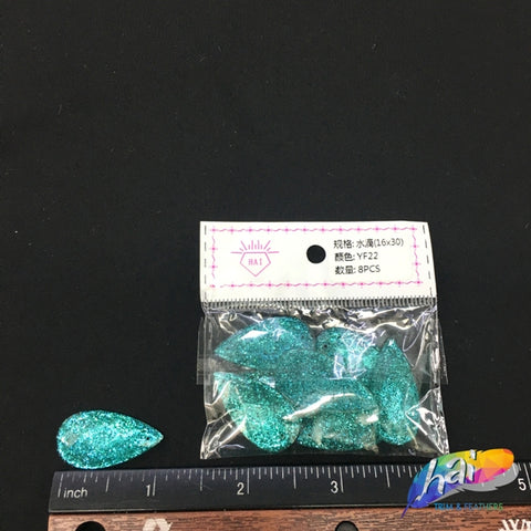 Teal Glitter Resin Stones, YF22