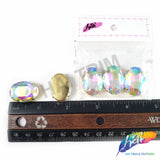 18x25mm Crystal AB Oval Sew-on Rhinestones w/ Gold Metal Setting (5 pieces)