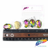 18x25mm Multicolor/Peacock Oval Sew-on Rhinestones w/ Metal Setting (5 pieces)