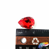 18x25mm Red Teardrop Sew-on Rhinestone w/ Metal Setting