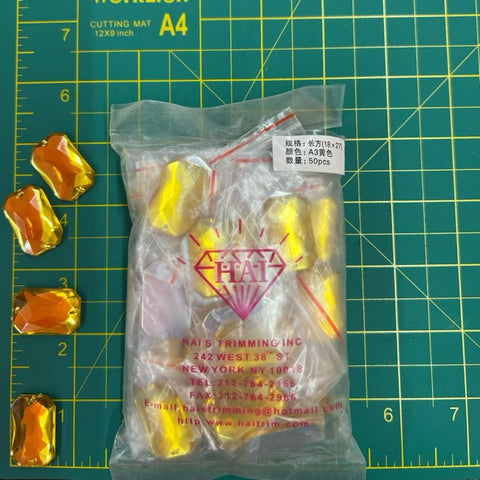 CLOSEOUT! Golden Yellow Acrylic Stones (sold per pack), A3
