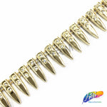 5/8" Gold Spike Plastic Rhinestone Stud Trim, PST-073