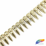 5/8" Gold Spike Plastic Rhinestone Stud Trim, PST-073