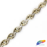 3/8" Gold Spiral Plastic Stud Trim w/ Rhinestones, PST-074