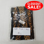 CLOSEOUT! 5 yards Gold Lt Gold Cheetah Print Pleated Trim with Black Lace Edge , COT-049