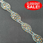 CLOSEOUT! 12 yards Gold Turquoise Beads Gold Sequins on Clear Gel Backing , COT-042