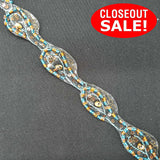 CLOSEOUT! 12 yards Gold Turquoise Beads Gold Sequins on Clear Gel Backing , COT-042