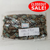 CLOSEOUT! 5 yards Turquoise Stones and Silver Gold Beads on Brown Fabric Backing, COT-027