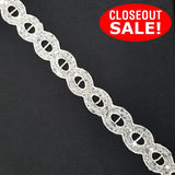 CLOSEOUT! 7.5 yards Clear/Silver/White Sequins Beads Beaded Lace Trim, COT-194
