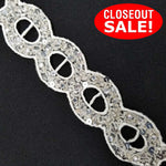 CLOSEOUT! 7.5 yards Clear/Silver/White Sequins Beads Beaded Lace Trim, COT-194