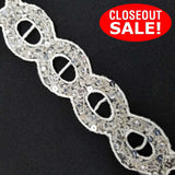 CLOSEOUT! 7.5 yards Clear/Silver/White Sequins Beads Beaded Lace Trim, COT-194