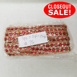 CLOSEOUT! 5 yards Red Stones Gold Sequins Braid Trim , COT-233