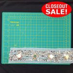 CLOSEOUT! 4.5 yards Gold Silver Sequins Stones Beaded Trim on Black or White Mesh, COT-237