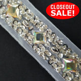 CLOSEOUT! 4.5 yards Gold Silver Sequins Stones Beaded Trim on Black or White Mesh, COT-237