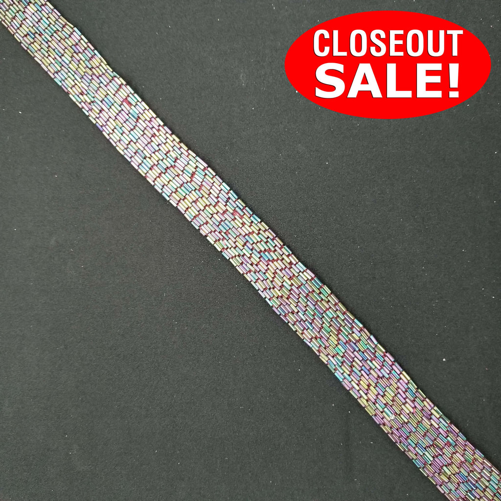CLOSEOUT! 4 yards Multi Color Bugle Beads Beaded Trim , COT-216