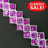 CLOSEOUT! 5 yards Purple Diamond Embroidered Trim , COT-249