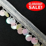 CLOSEOUT! 9 yards Paillettes Sequin Beaded Fringe , Available in 6 Different Colors , COT-113