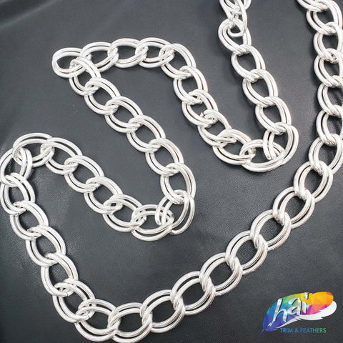 1" Double Layered Silver Oval Curb Chain, CH-124