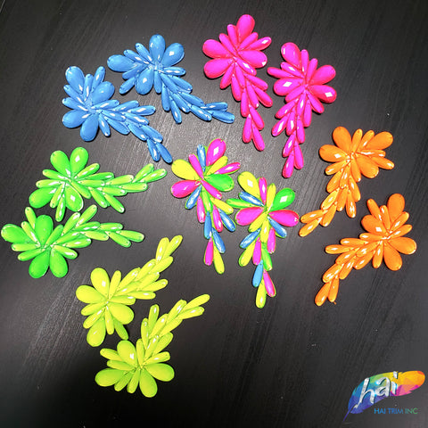 Neon Resin Stone Motif Applique (sold by pair), NAS-005
