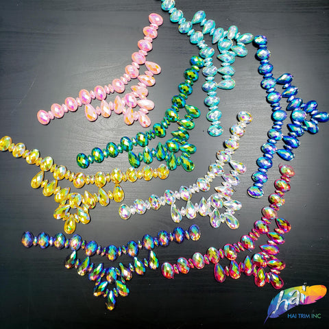 Color AB Resin Stone Motif Necklace Applique , NAS-001
