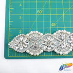 1 3/4" Rose Gold Pearl Beaded Crystal Rhinestone Trim (sold by yard piece), BRT-040