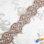 1 3/4" Rose Gold Pearl Beaded Crystal Rhinestone Trim (sold by yard piece), BRT-040