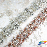 2" Pearl Beaded Crystal Rhinestone Trim with Glass Stones (sold by yard piece), BRT-038