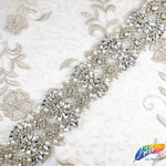 2" Pearl Beaded Crystal Rhinestone Trim with Glass Stones (sold by yard piece), BRT-038