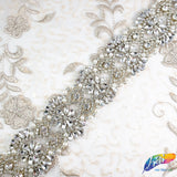2" Pearl Beaded Crystal Rhinestone Trim with Glass Stones (sold by yard piece), BRT-038